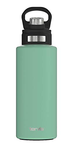 Tervis Powder Coated Stainless Steel Insulated Tumbler, 32oz Wide Mouth Bottle - Deluxe Spout Lid, Mangrove Green