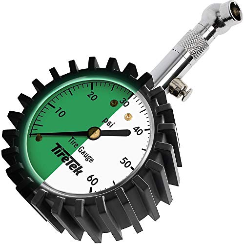TireTek - Manómetro de 0-60 PSI para neumáticos de vehículo – Resistente dispositivo medidor de presión de aire con certificado ANSI para coche, SUV, camión y motocicleta