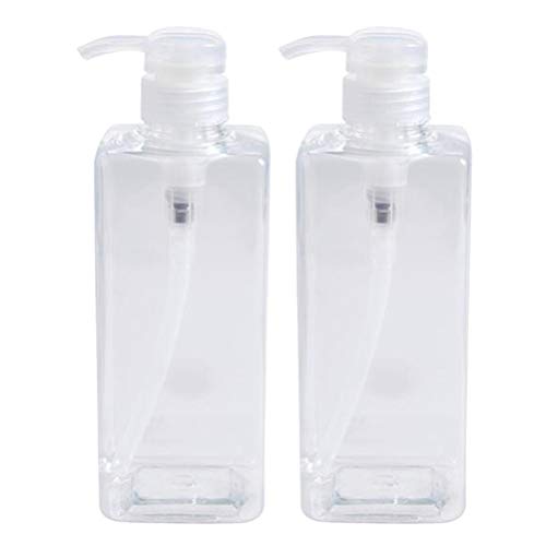 ToPBATHY - Lote de 2 botellas de gel de ducha de 600 ml, de plástico vacío, con bomba de jabón, botella recargable, champú, botella líquida, color negro