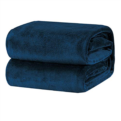 Topfinel Manta Transpirable Reversible de Franela Cobijas de Invierno para Sofás Cama Silla Aire Acondicionado de Oficina de Verano para Niños y Adultos Azul 150x200cm