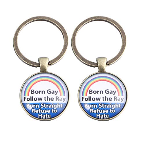 TOYANDONA 2 UNIDS Gay Lesbian Pride Llavero Lgbt Glass Dome Llavero Teléfono Bolsa Colgante Orgullo de Transgénero Regalo