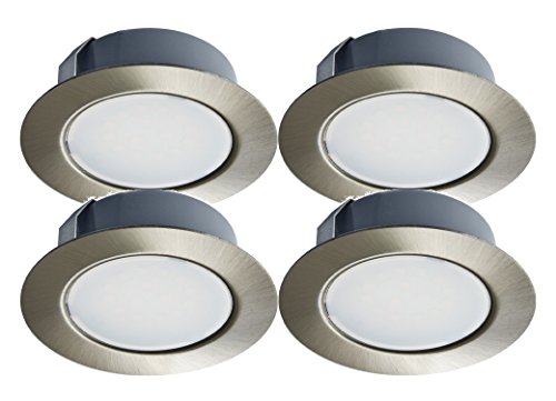 Trango Conjunto de 4 - 12 voltios AC/DC Foco empotrable LED, luminaria empotrada, luz de techo TGG4E-042 níquel mate para reemplazar luces de muebles convencionales G4 luces de campana de cocina, etc. Trango Conjunto de 4 - 12 voltios AC/DC Foco empotrable LED, luminaria empotrada, luz de techo TGG4E-042 níquel mate para reemplazar luces de muebles convencionales G4 luces de campana de cocina, etc.