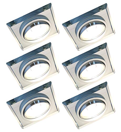 Trango Conjunto de 6 Proyector LED empotrado de diseño TG6729S-06MOCOB Luminarias empotradas I Focos de vidrio cortado a mano y aluminio con módulo LED 6x 5 vatios Focos de techo ultraplanos Trango Conjunto de 6 Proyector LED empotrado de diseño TG6729S-06MOCOB Luminarias empotradas I Focos de vidrio cortado a mano y aluminio con módulo LED 6x 5 vatios Focos de techo ultraplanos