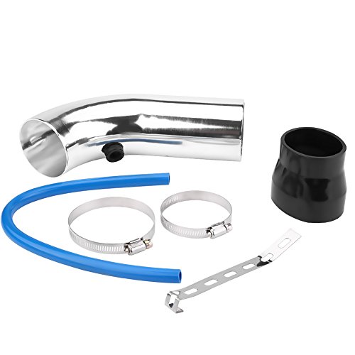 Tubo de admisión de aire, 76 mm/3 pulgadas Sistema universal de filtro de kit de manguera de tubo de admisión de aire frío para automóvil(Plata) Tubo de admisión de aire, 76 mm/3 pulgadas Sistema universal de filtro de kit de manguera de tubo de admisión de aire frío para automóvil(Plata)