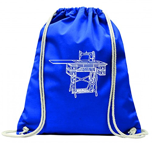 'Turn Bolsa "Máquina de coser de Antiguo de costura de Antigua de Retro de jahrgang con cordón – 100% algodón de bolsa Con Asas De Mochila de bolsa de deporte, azul