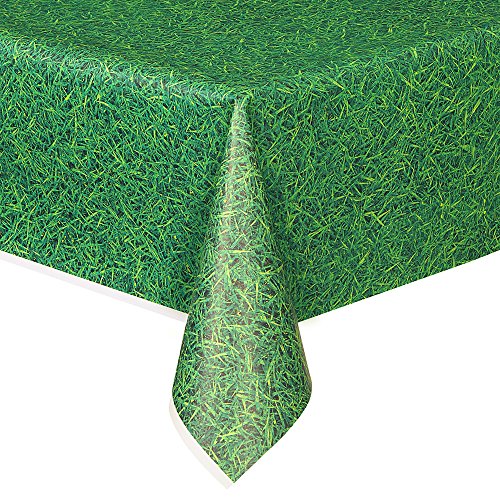 Unique Party - Mantel de Plástico - 2,74 m x 1,37 m - Patrón De Hierba Verde (50273)