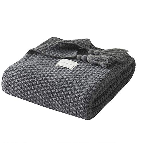UnvfRg - Manta de punto nórdica hecha a mano, moderna y suave, para sofá o cama, color gris