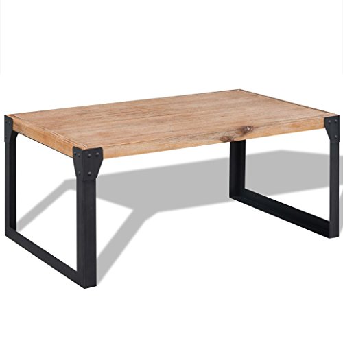 vidaXL Mesa de Centro de Madera Maciza Reciclada 100x60x45 cm Marrón y Negro