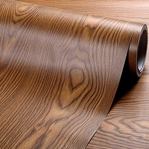 Vinilo autoadhesivo de madera de nogal oscuro rústico para armarios de cocina, encimera, mesa, escritorio, decoración de muebles, 61 cm x 4,9 m