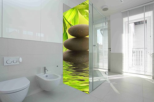 Vinilo para Mamparas baños Piedras de Rio |Varias Medidas 60x185cm | Adhesivo Resistente y de Facil Aplicación | Pegatina Adhesiva Decorativa de Diseño Elegante|