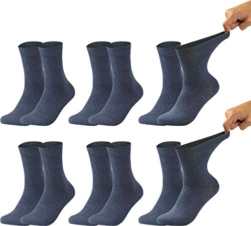 Vitasox Calcetines de caballero 11122 extraanchos de algodón, calcetines sanitarios sensibles sin elástico, sin costura, lote de 6, vaqueros, 39/42