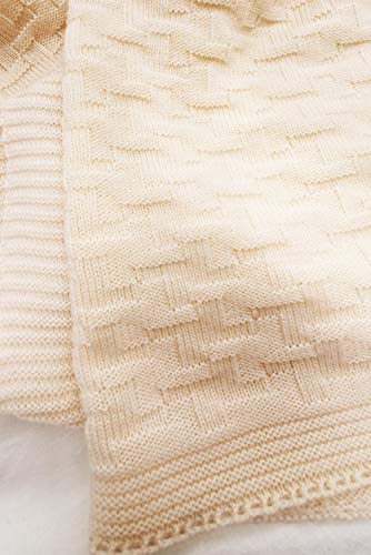 Wallaboo Eden, Manta de punto, 100% manta extrafina de lana merino, 90 x 70 cm, Color Naturaleza