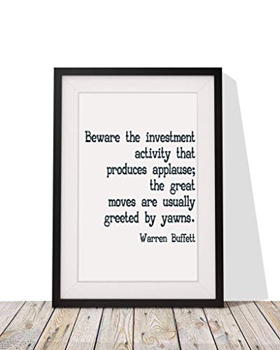Warren Buffett - Impresión enmarcada con texto en inglés "Beware The Investment Activity" (30,5 x 25,4 cm), color negro