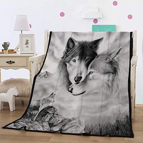 WONGS BEDDING Manta de Tiro de Lobo Manta de paño Grueso y Suave Reversible para niños Adultos Manta de Franela Impresa en Anmial Wolf para Cama, sofá Cama 150x200 cm WONGS BEDDING Manta de Tiro de Lobo Manta de paño Grueso y Suave Reversible para niños Adultos Manta de Franela Impresa en Anmial Wolf para Cama, sofá Cama 150x200 cm