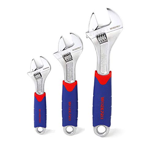 WORKPRO 3Pcs Llave Ajustable(100, 200, 250 mm), Llave Inglesa Acero Cr-v, Mango Cómodo WORKPRO 3Pcs Llave Ajustable(100, 200, 250 mm), Llave Inglesa Acero Cr-v, Mango Cómodo