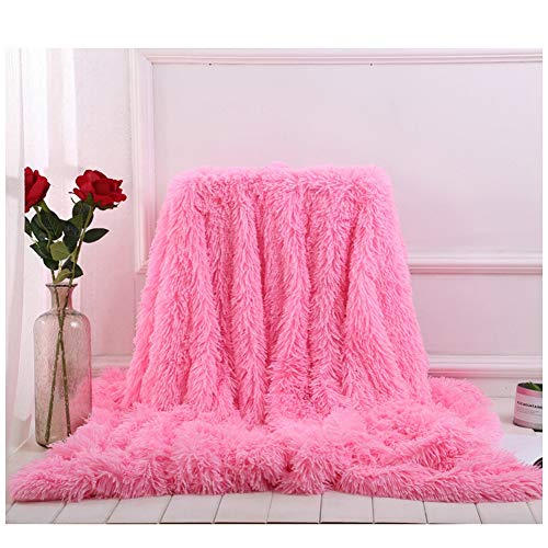 YOUCAI Manta para Cama Manta de Piel Sintética Suave y Cálida Mantas para Cama, Sofá, Viaje, Manta Imitación Piel de Pelo Largo, Cómoda y Duradera Pink 3 130x160cm