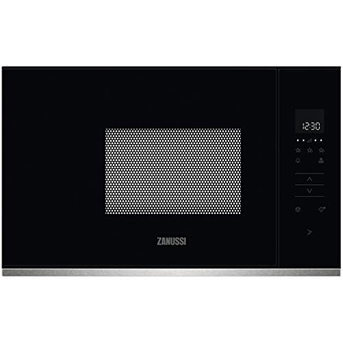 Zanussi ZMBN2SX Microondas Integrable 800W, Control táctil, Display LED, Plato giratorio XL, Seguridad niños, Auto + 30 segundos, Inicio rápido, Apertura electrónica, Marco Integrado, Negro/Inox, 17L