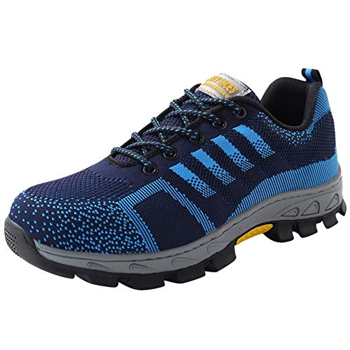 Zapatillas Zapatos De Seguridad para Hombre Trabajo con Tapa Acero Industria Calzado Deportiva Antideslizante Azul02 37 EU