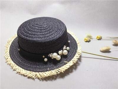 Zhangl Mask Hat Lovely Flat Top Straw Hat Summer Spring Women Mask Hat (Color : 3)