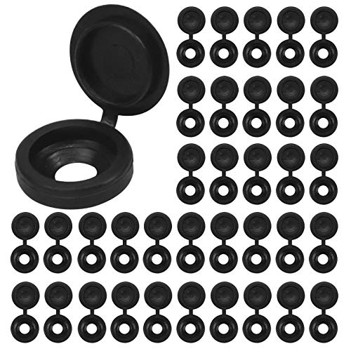 100 Piezas Tapa de Plástico para Tornillos, Tapas Cubierta de Tornillo con Bisagras para Tornillos Número 6 y 8, Tapones de Rosca de Plástico para Muebles, Armarios, Decoración (Negro)