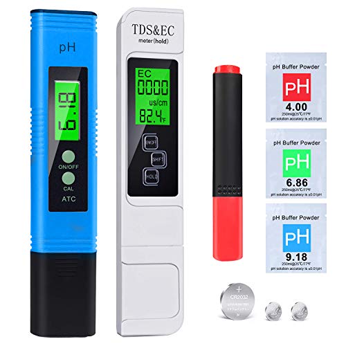 2020 NUEVO Medidor pH Medidor de prueba de calidad del agua TDS pH EC Temperatura Minerales 5 en 1 conjunto, LCD Retroiluminada para Piscina, Agua Potable, pecera, 0-19990ppm Calibración Automática