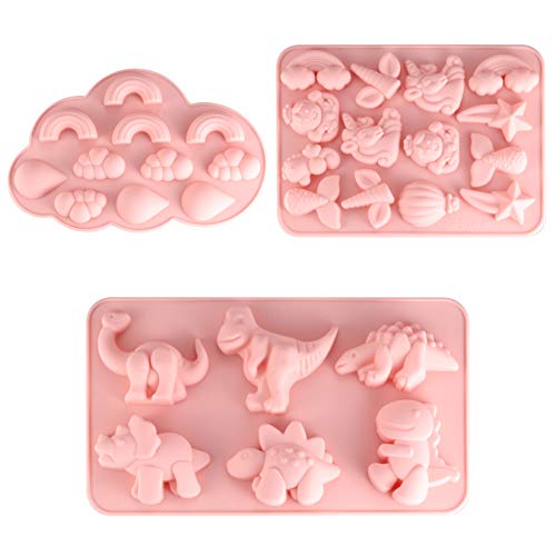 3 moldes de silicona con forma de animal, para hacer cubitos de hielo, dulces, chocolates, etc.