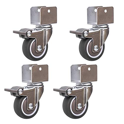 4 ruedas para muebles con soporte en forma de U, WSNDG con tornillos para ruedas de servicio pesado Ruedas giratorias Ruedas de goma, para pisos duros/parquet/o piso de piedra (25mm / 1in)