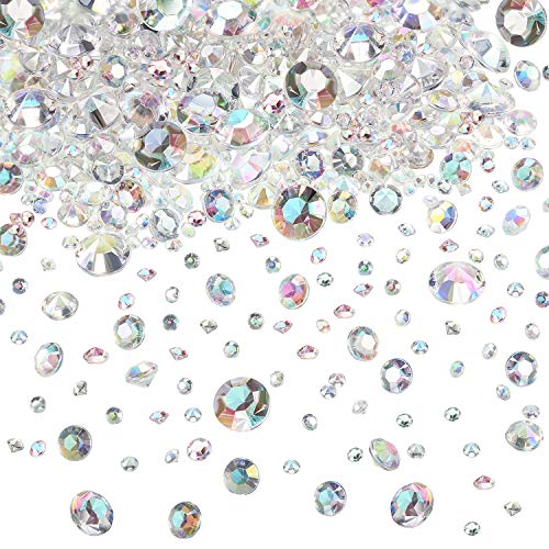 4000 Piezas Confeti de Mesa Diamantes de Imitación de Acrilicos de Boda de 3 Tamaños para Mesa Fiesta Baby Shower Cumpleaños (Cristal AB)