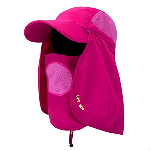50+ Plegable Pesca Sombrero Negocios De Máscara UV Ajustable Protección Extraíble Legion Hat 360 Sombrero De Sol Al Aire Libre Anti Mosquito Caza Sombrero Oti388 (Color : Rose Red, Size : One Size)