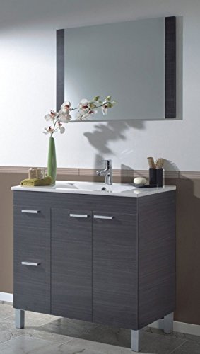 Abitti Mueble para baño o Aseo con 2 Puertas y 2 cajones Color Gris Ceniza 80x80x45 cm. NO Incluye LAVAMANOS.