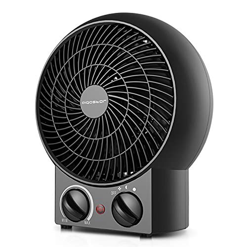 Aigostar Airwin Black 33IEL- 2000W Calefactor de aire con termostato regulable, función de aire caliente de dos niveles o ventilador con temperatura ambiente, color negro.