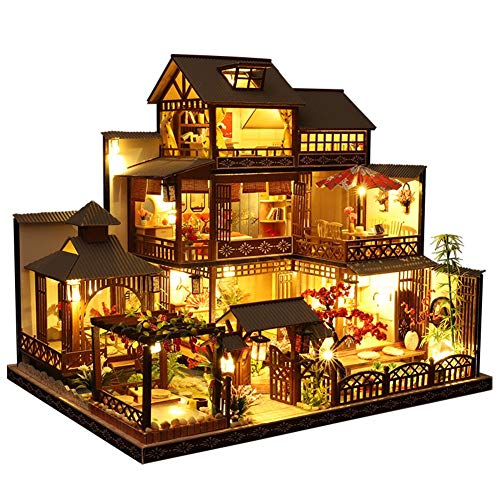 Aional DIY casa de muñecas Kit montado en miniatura de madera de la casa hecha a mano con movimiento de música para niñas Navidad cumpleaños movimiento con música (Sky City) Aional DIY casa de muñecas Kit montado en miniatura de madera de la casa hecha a mano con movimiento de música para niñas Navidad cumpleaños movimiento con música (Sky City)