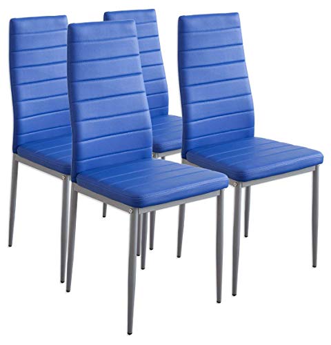 Albatros 2705 Milano Set de 4 sillas de Comedor, Azul