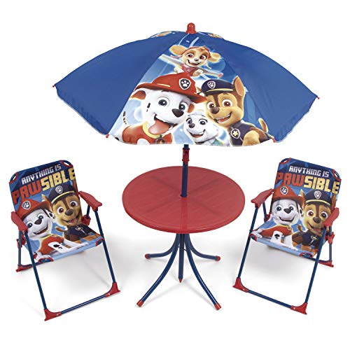 ARDITEX PW13029 Set de Mesa (50x50x48cm), 2 Sillas (38x32x53cm) y Sombrilla (diámetro 110cm) de Nickelodeon-Patrulla Canina ARDITEX PW13029 Set de Mesa (50x50x48cm), 2 Sillas (38x32x53cm) y Sombrilla (diámetro 110cm) de Nickelodeon-Patrulla Canina