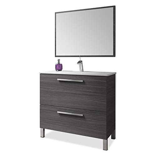 ARKITMOBEL 305412G - Mueble de baño Urban, módulo de Lavabo con Espejo Color Gris Ceniza, Medidas: 80 x 80 x 45 cm de Fondo