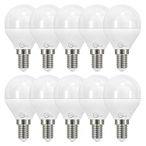 ASIA LED - 10 bombillas LED E14 P45 Mini globo 8 W, 800 lúmenes, haz luminoso 220°, no regulable [Clase de eficiencia energética A+] (luz fría 6000 K).