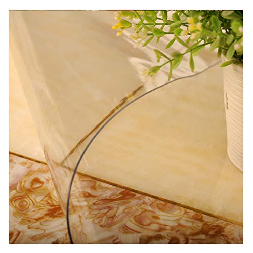 AWSAD Mantel transparente de cristal suave, protector de mesa redondo de 1,5 mm, 2 mm, mantel de mesa redondo de PVC, resistente al agua, transparente (color: 2 mm, tamaño: 120 redondos)