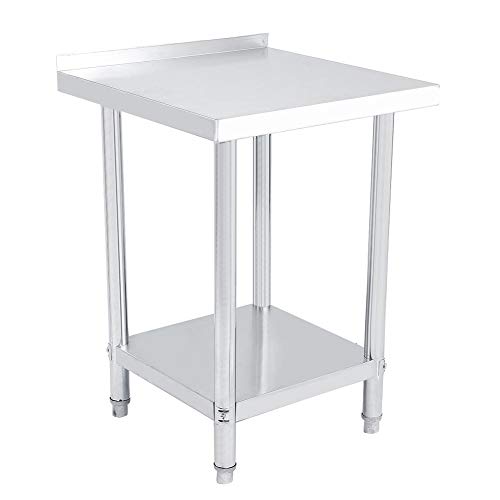 AYNEFY - Mesa de trabajo de acero inoxidable, 1 unidad, doble capa, acero inoxidable, 0,6 mm (2 x 2 pies = 61 x 61 cm) AYNEFY - Mesa de trabajo de acero inoxidable, 1 unidad, doble capa, acero inoxidable, 0,6 mm (2 x 2 pies = 61 x 61 cm)