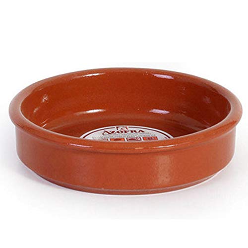 Azofra - Cazuela redonda de barro, diámetro exterior 13.9 cm, diámetro interior 12.3 cm, apta para vitro y horno