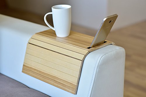 Bandeja de madera para sofá con protectores de reposabrazos, sofá, mesa, posavasos, bandeja para teléfono col 2.