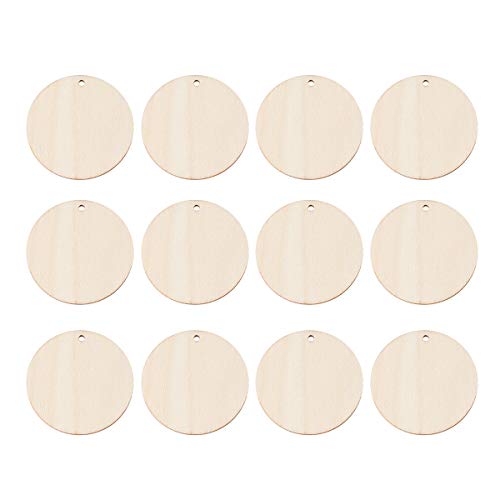 Besportable - 50 piezas de madera redonda con agujero para discos redondos, piezas de madera para manualidades, etiquetas de madera vacías para centro de mesa de dibujo del obra de arte del niño 2 cm Besportable - 50 piezas de madera redonda con agujero para discos redondos, piezas de madera para manualidades, etiquetas de madera vacías para centro de mesa de dibujo del obra de arte del niño 2 cm