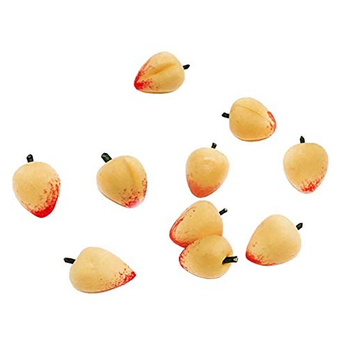 Borlai 10 Unids/Set Mini Melocotones Juego de Juguetes de Frutas Simulación en Miniatura Resina de Fruta Falsa Melocotones Amarillos Escena de Cocina Modelo de Fruta para 1:12 Casas de