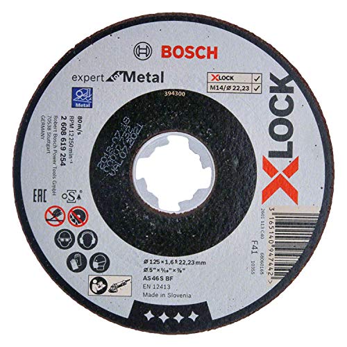 Bosch Professional Expert - Disco de corte recto (para metales, X-LOCK, Ø125 mm, diámetro del orificio: 22,23 mm, grosor:1,6 mm)