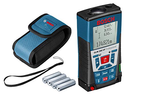 Bosch Professional Medidor láser de distancia GLM 250 VF (para exteriores, máx. distancia: 250 m, correa de transporte, 4 pilas de 1,5 V, funda)