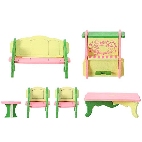 Cabilock Juego de Muebles de Madera para Casa de Muñecas con Gabinete en Miniatura Mini Cama para Muñecas Mesa de Comedor Y Silla Juego de Simulación para Niños Adornos de Jardín de Hadas