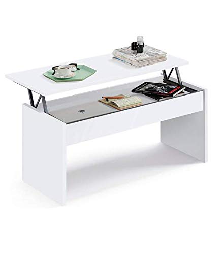 CAMBIA TUS MUEBLES - Mesa de Centro elevable para Comedor, salón Premier, Mesa Auxiliar en Color Roble o Blanco (Blanco)