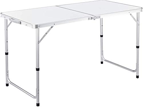 [casa.pro] Mesa Plegable Versátil 120 x 60 x 55/63/70 cm Altura Ajustable Mesa de jardín Mesa de pícnic Blanco