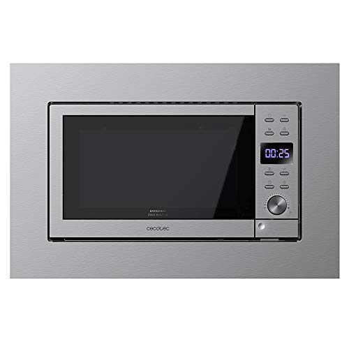 Cecotec Microondas encastrable Digital GrandHeat 2000 Built-In Steel. 700W, Integrable, 20l, Grill, 9 funciones preconfiguradas, Quick Start, Diseño Elegante