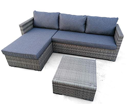 Chaisslong de Jardin con Mesa de Centro, Estilo Moderno y Neutro, Terraza, Patio, Aire Libre. Ratan Sintetico y Aluminio. Cojines Incluidos Chaisslong de Jardin con Mesa de Centro, Estilo Moderno y Neutro, Terraza, Patio, Aire Libre. Ratan Sintetico y Aluminio. Cojines Incluidos