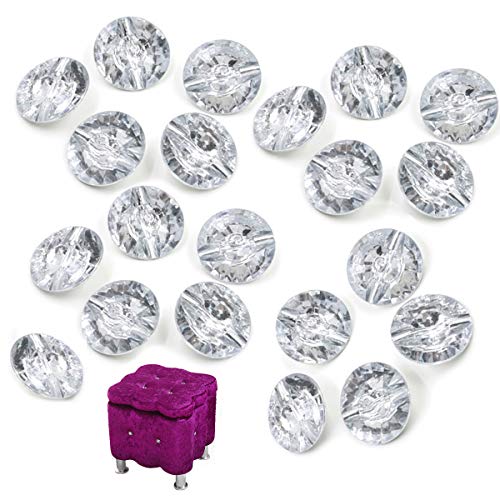 CHENKEE 60 botones de cristal transparente para tapicería, clavos, tachuelas de diamante con hebilla de metal para sofá, cabeceros, muebles de pared, decoración de manualidades